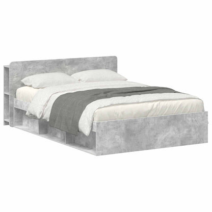 vidaXL Bed Frame with Storage Concrete Grey 140 x 200 cm