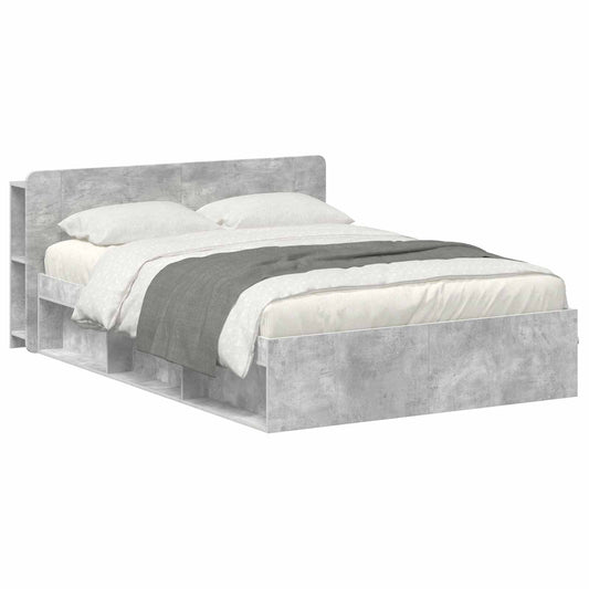 vidaXL Bed Frame with Storage Concrete Grey 140 x 200 cm