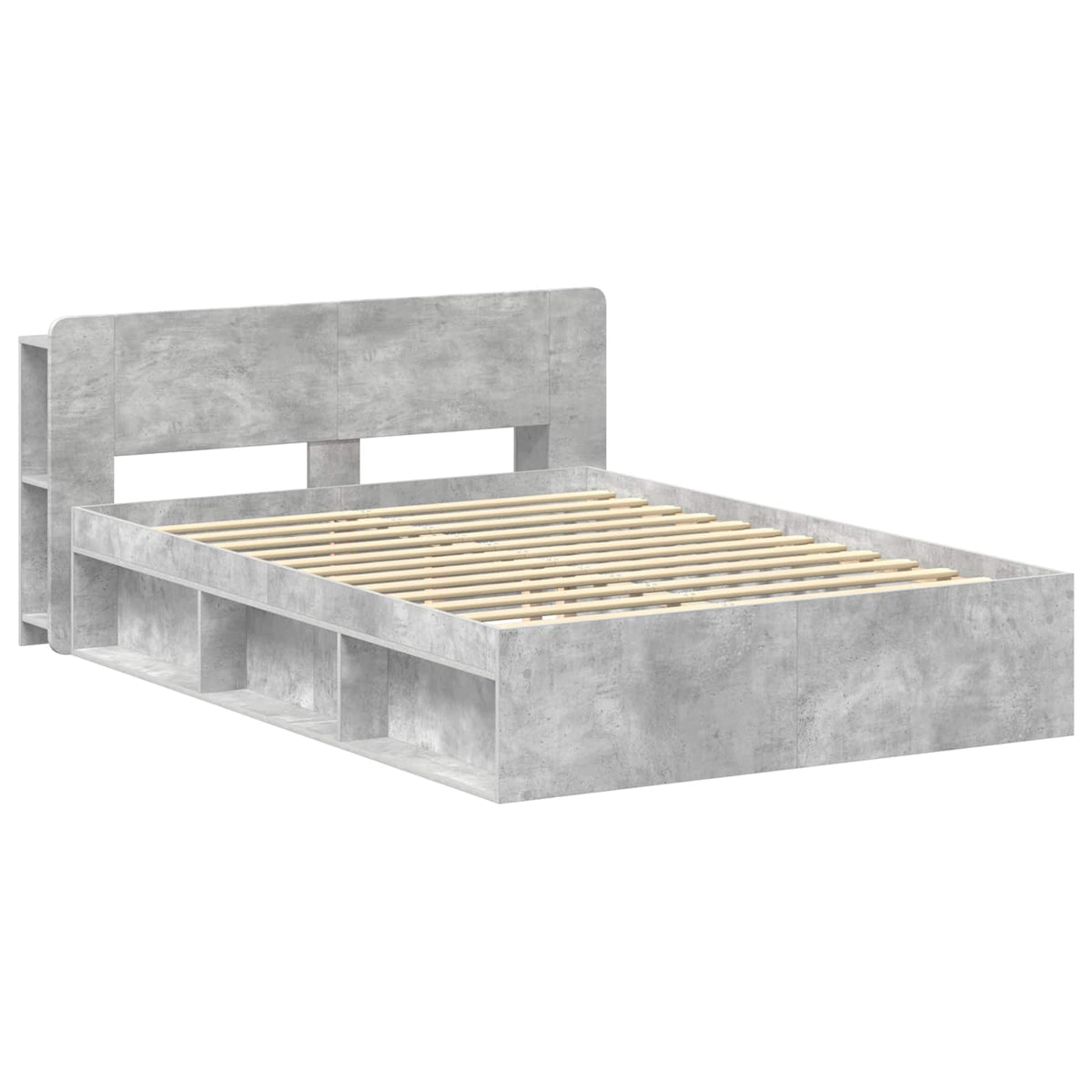 vidaXL Bed Frame with Storage Concrete Grey 140 x 200 cm