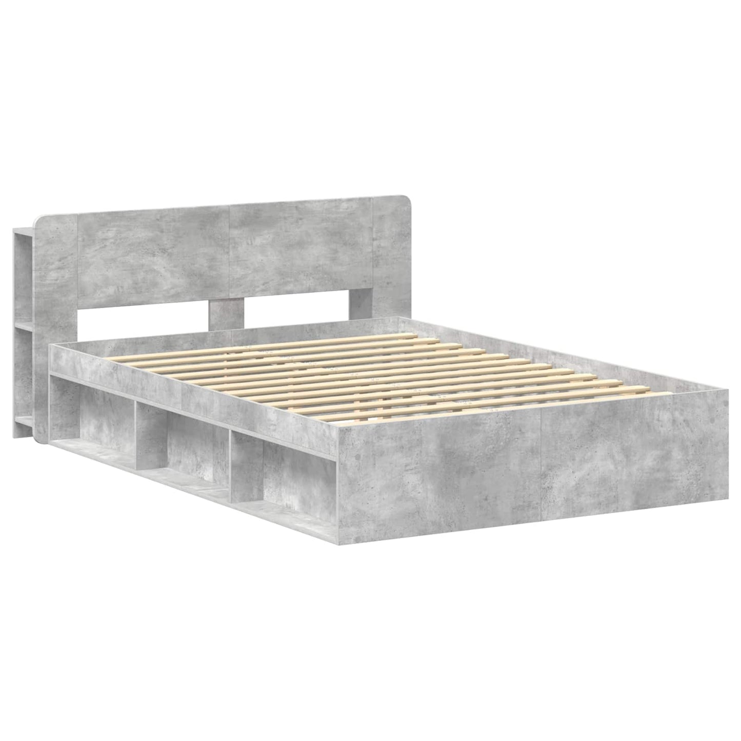 vidaXL Bed Frame with Storage Concrete Grey 140 x 200 cm