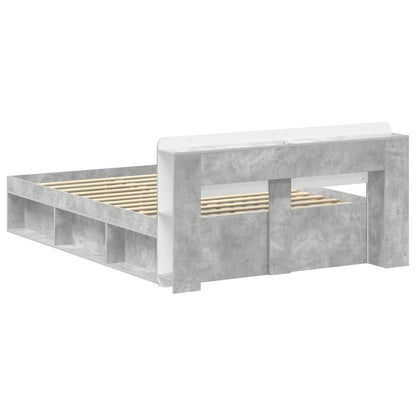 vidaXL Bed Frame with Storage Concrete Grey 140 x 200 cm