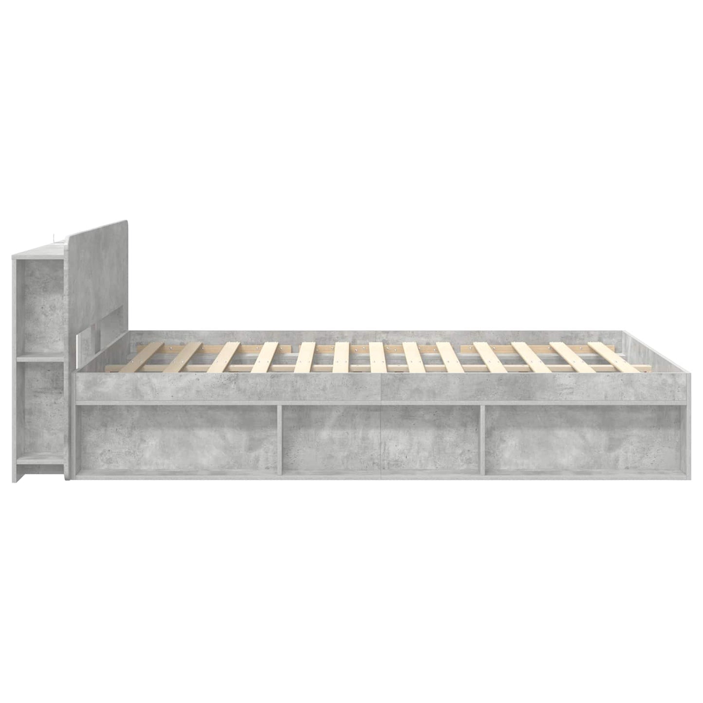 vidaXL Bed Frame with Storage Concrete Grey 140 x 200 cm
