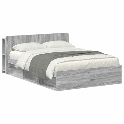 vidaXL Bed Frame with Storage Grey Sonoma 140 x 200 cm Engineered Wood