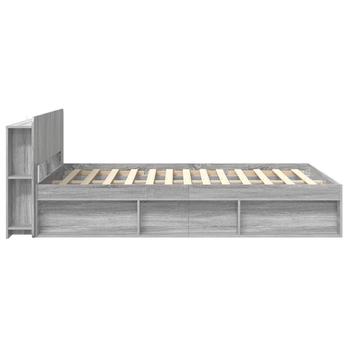 vidaXL Bed Frame with Storage Grey Sonoma 140 x 200 cm Engineered Wood