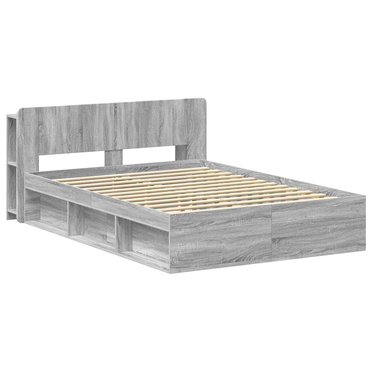 vidaXL Bed Frame with Storage Grey Sonoma 150 x 200 cm Engineered Wood