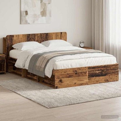 vidaXL Bed Frame with Storage Old Wood 150 x 200 cm Engineered Wood