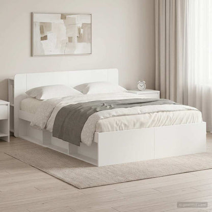 vidaXL Bed Frame with Storage White 150 x 200 cm Engineered Wood