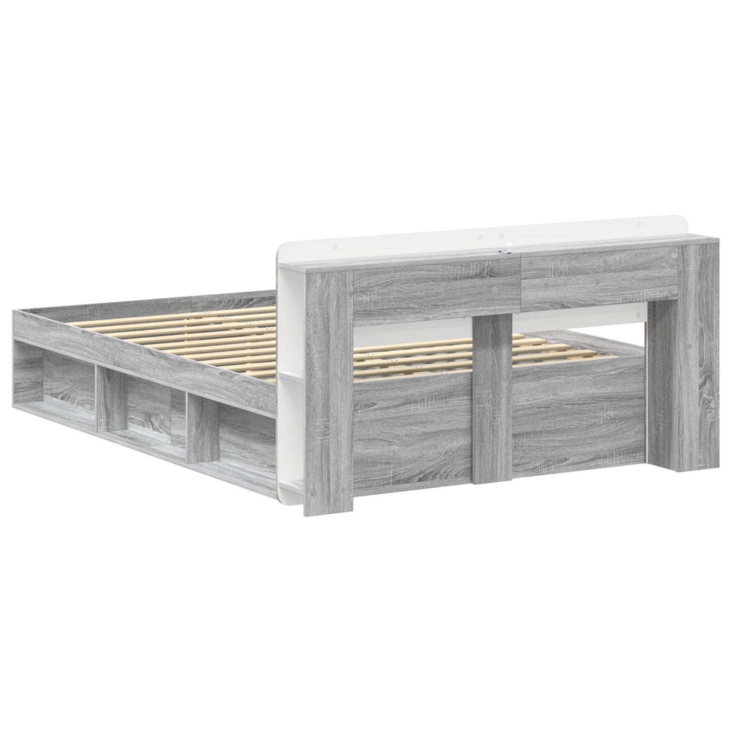 vidaXL Bed Frame with Storage Grey Sonoma 160 x 200 cm Engineered Wood
