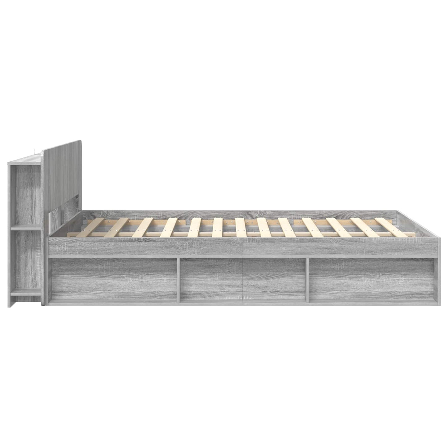 vidaXL Bed Frame with Storage Grey Sonoma 160 x 200 cm Engineered Wood
