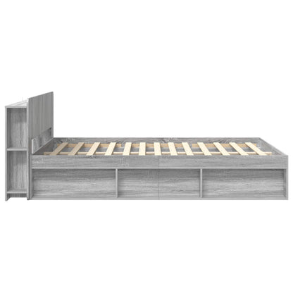vidaXL Bed Frame with Storage Grey Sonoma 160 x 200 cm Engineered Wood
