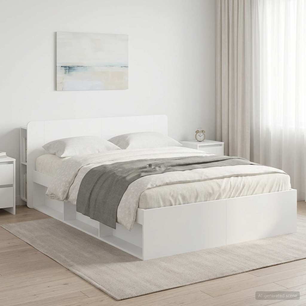 vidaXL Bed Frame with Storage White 160 x 200 cm Engineered Wood
