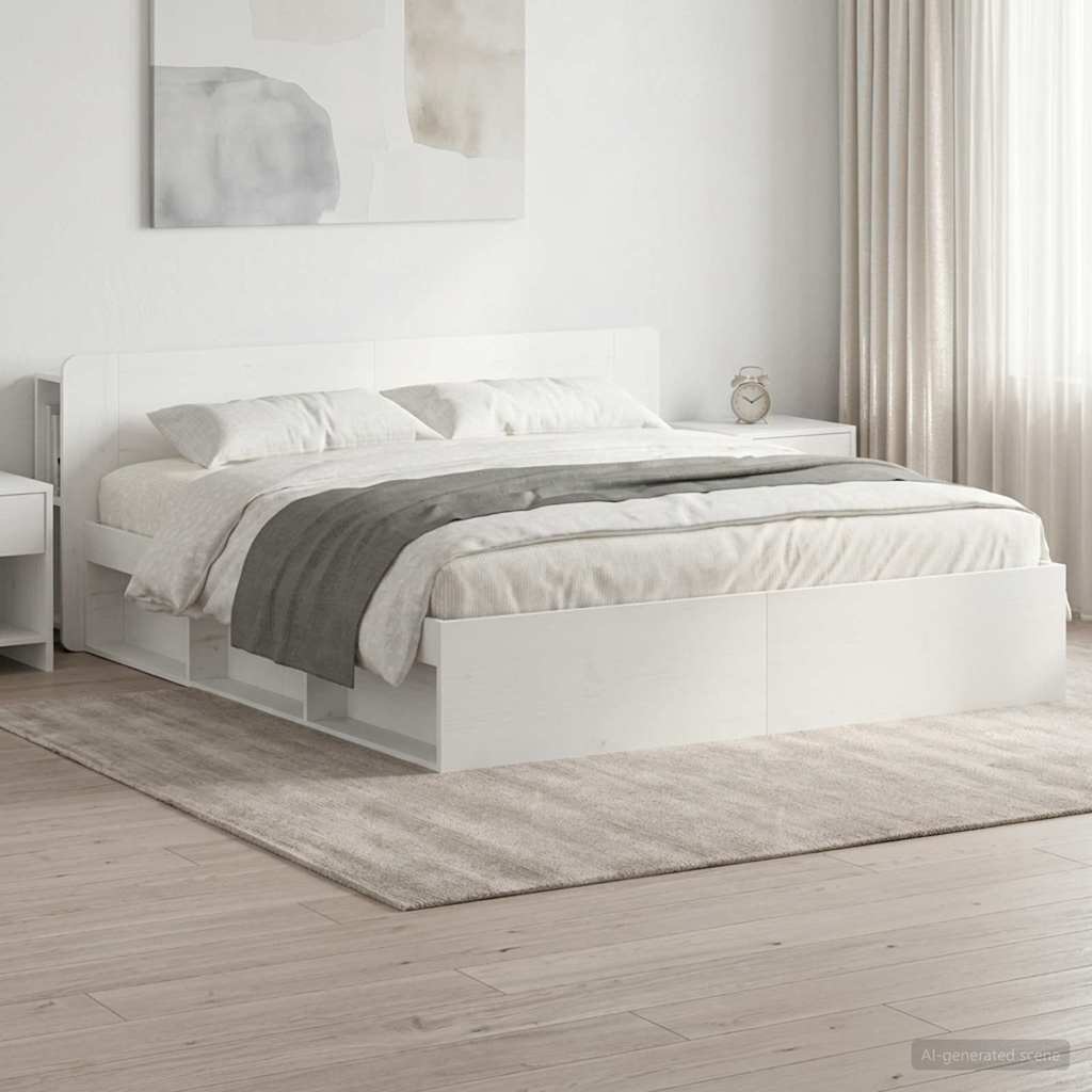 vidaXL Bed Frame with Storage White 180 x 200 cm Engineered Wood