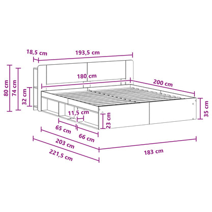 vidaXL Bed Frame with Storage White 180 x 200 cm Engineered Wood