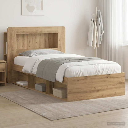 vidaXL Bed Frame with Storage Artisan Oak 75 x 190 cm Engineered Wood