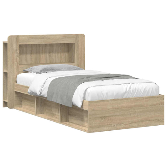 vidaXL Bed Frame with Storage Sonoma Oak 75 x 190 cm Engineered Wood
