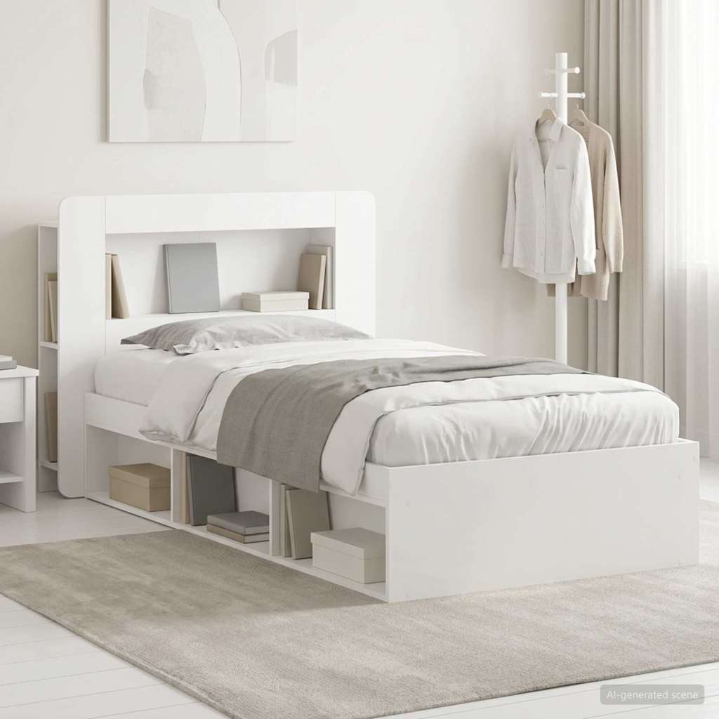 vidaXL Bed Frame with Storage White 75 x 190 cm Engineered Wood