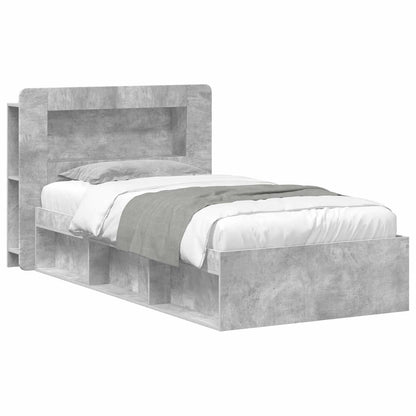 vidaXL Bed Frame with Storage with Headboard Concrete Grey 80 x 200 cm