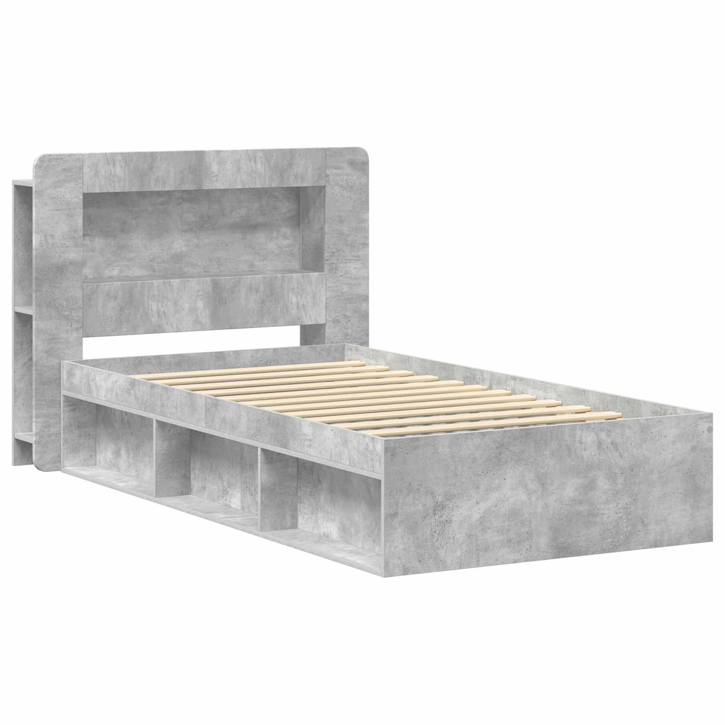 vidaXL Bed Frame with Storage with Headboard Concrete Grey 80 x 200 cm