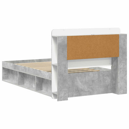 vidaXL Bed Frame with Storage with Headboard Concrete Grey 80 x 200 cm