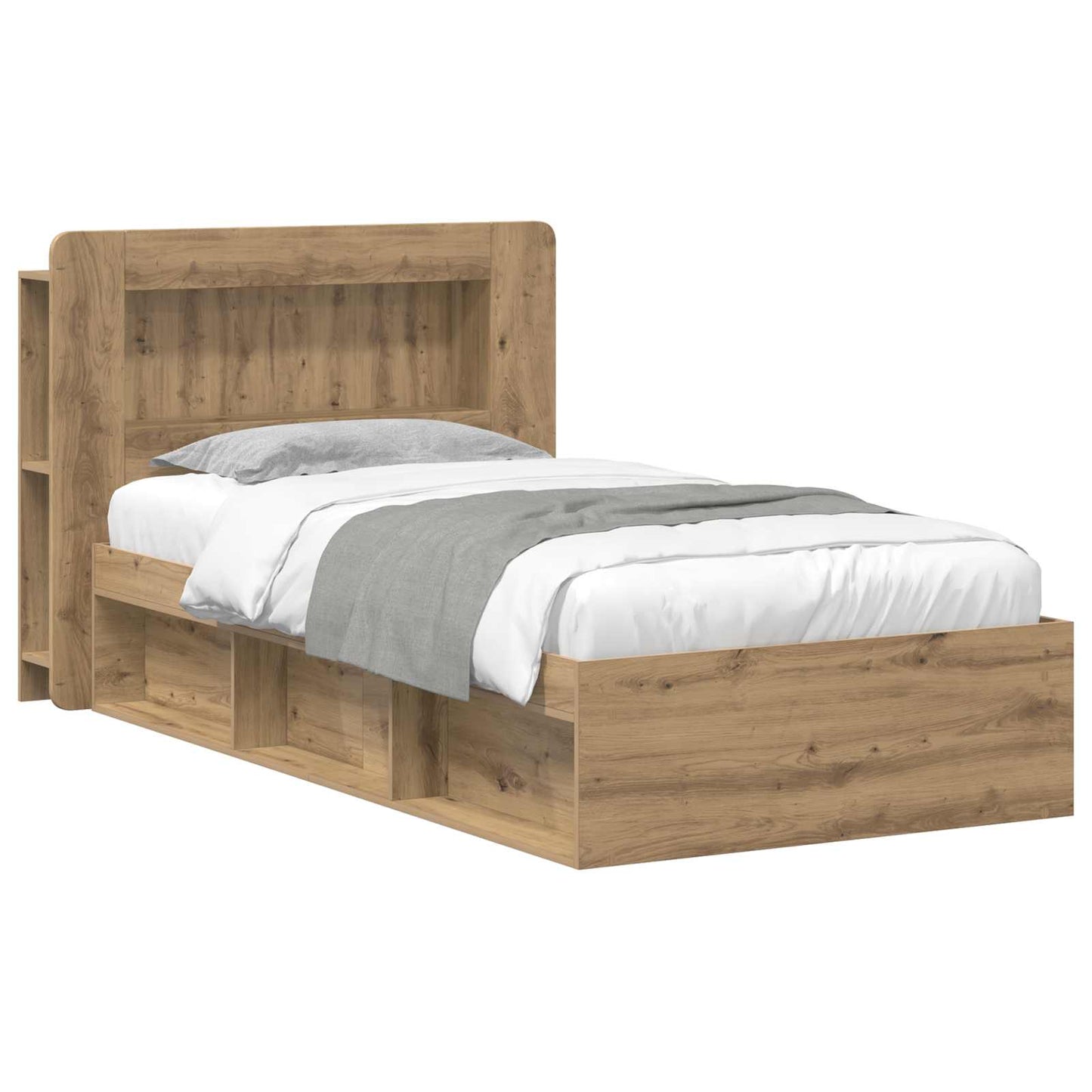 vidaXL Bed Frame with Storage Artisan Oak 90 x 190 cm Engineered Wood