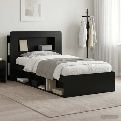 vidaXL Bed Frame with Storage Black 90 x 190 cm Engineered Wood