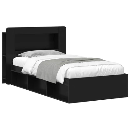 vidaXL Bed Frame with Storage Black 90 x 190 cm Engineered Wood