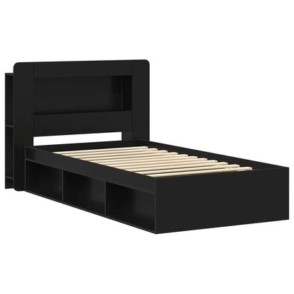 vidaXL Bed Frame with Storage Black 90 x 190 cm Engineered Wood