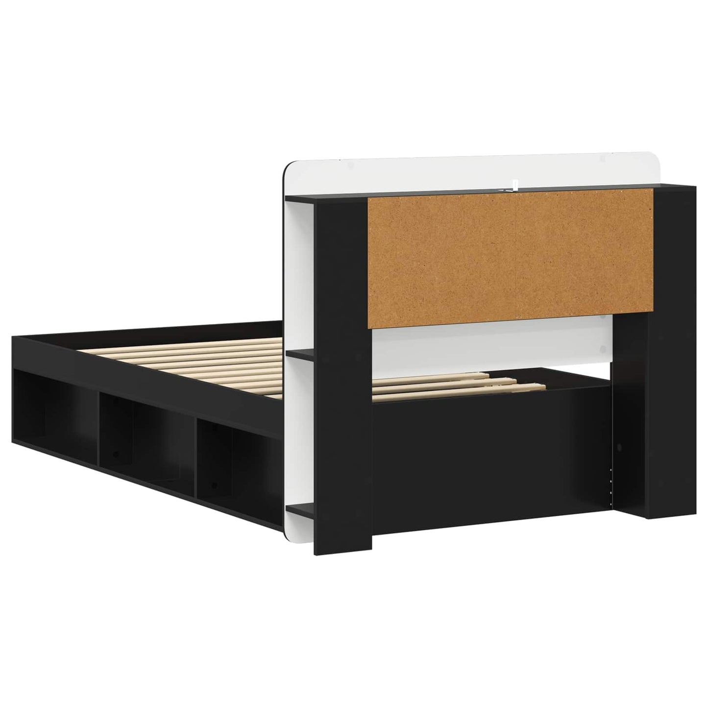 vidaXL Bed Frame with Storage Black 90 x 190 cm Engineered Wood