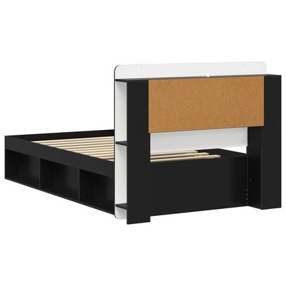 vidaXL Bed Frame with Storage Black 90 x 190 cm Engineered Wood
