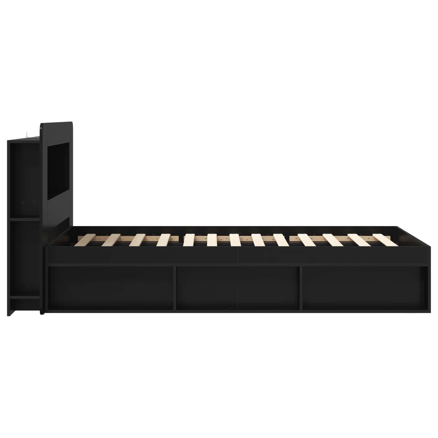 vidaXL Bed Frame with Storage Black 90 x 190 cm Engineered Wood
