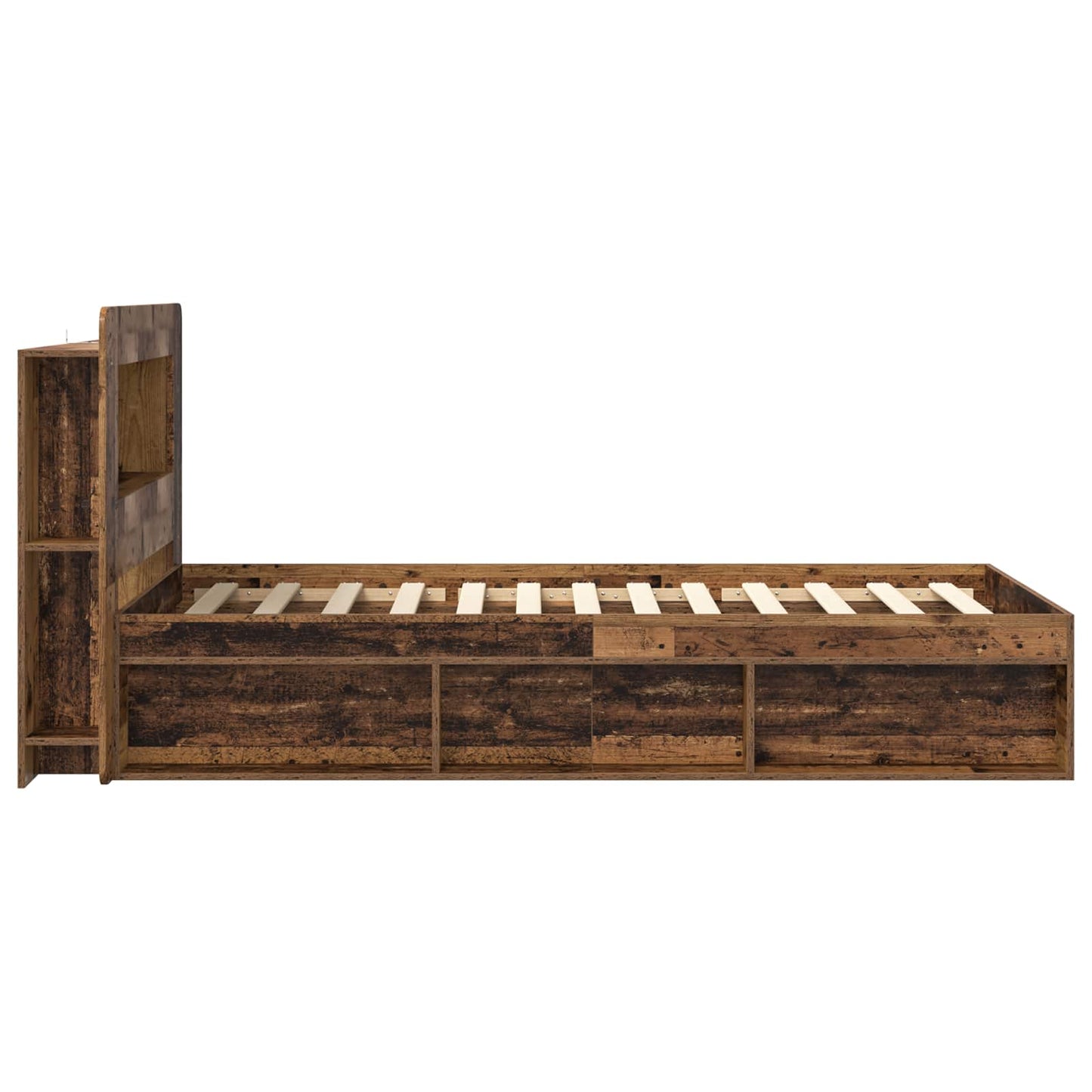 vidaXL Bed Frame with Storage Old Wood 90 x 190 cm Engineered Wood