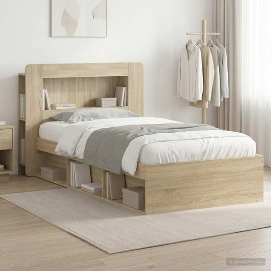 vidaXL Bed Frame with Storage Sonoma Oak 90 x 190 cm Engineered Wood