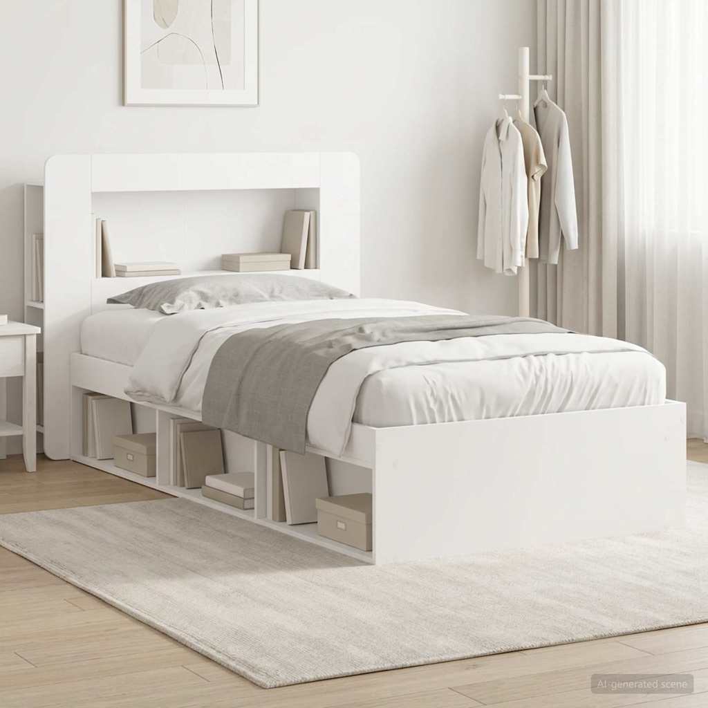 vidaXL Bed Frame with Storage White 90 x 190 cm Engineered Wood