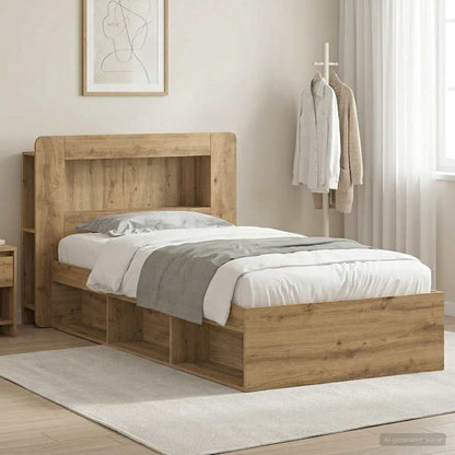 vidaXL Bed Frame with Storage Artisan Oak 100 x 200 cm Engineered Wood