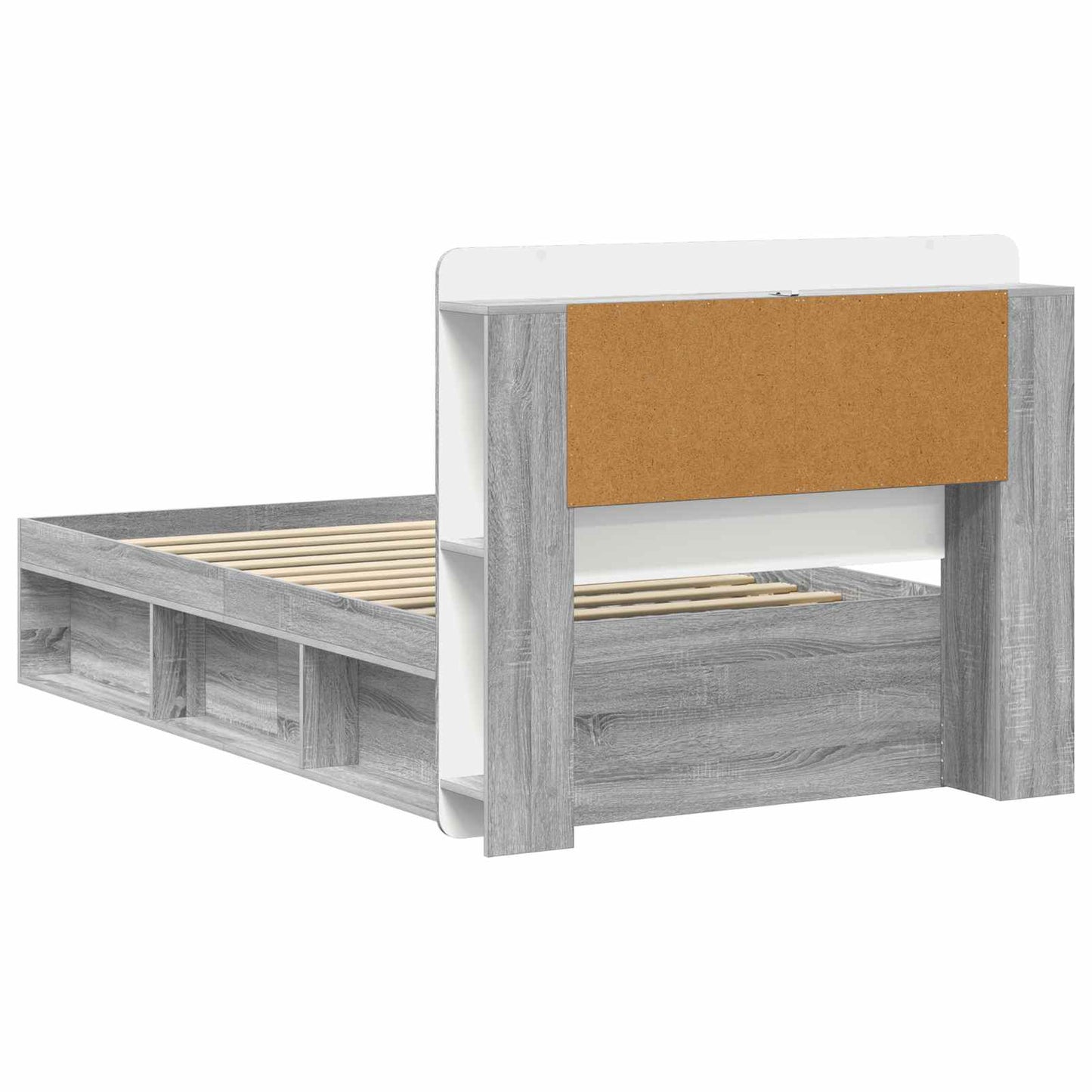 vidaXL Bed Frame with Storage Grey Sonoma 100 x 200 cm Engineered Wood