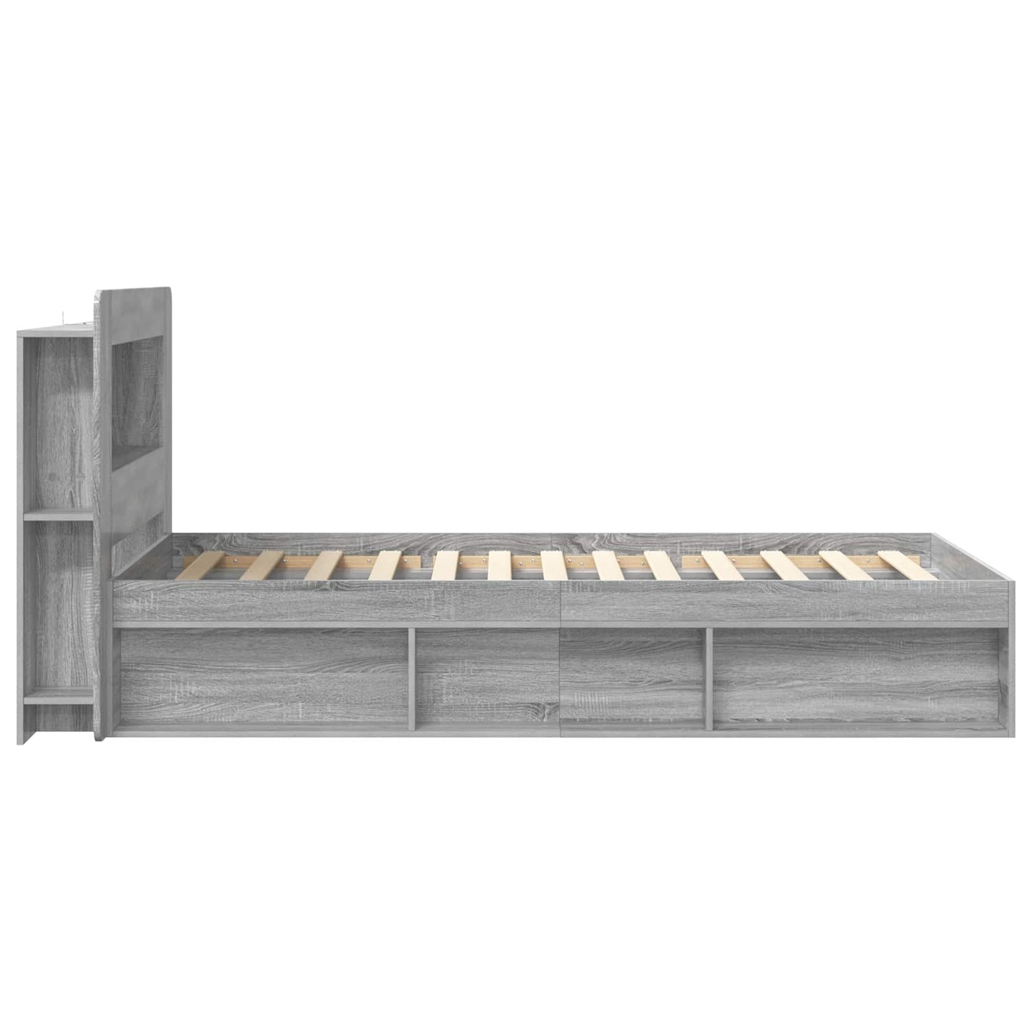 vidaXL Bed Frame with Storage Grey Sonoma 100 x 200 cm Engineered Wood