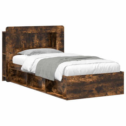 vidaXL Bed Frame with Storage Smoked Oak 100 x 200 cm Engineered Wood