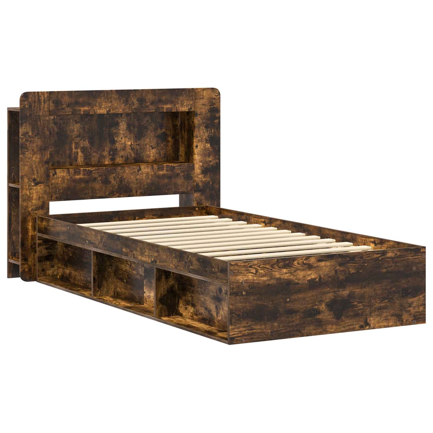 vidaXL Bed Frame with Storage Smoked Oak 100 x 200 cm Engineered Wood