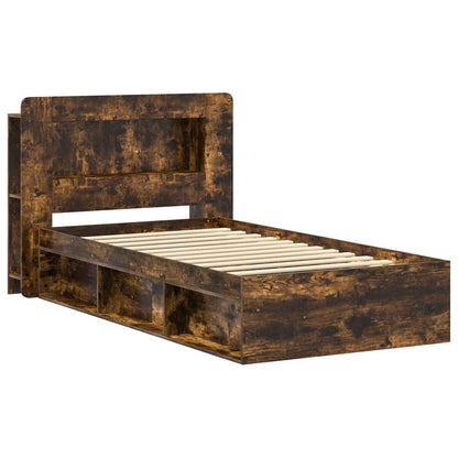 vidaXL Bed Frame with Storage Smoked Oak 100 x 200 cm Engineered Wood