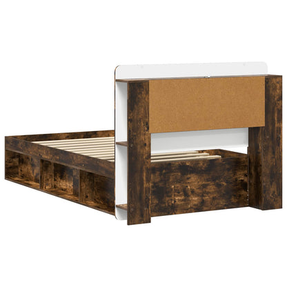 vidaXL Bed Frame with Storage Smoked Oak 100 x 200 cm Engineered Wood
