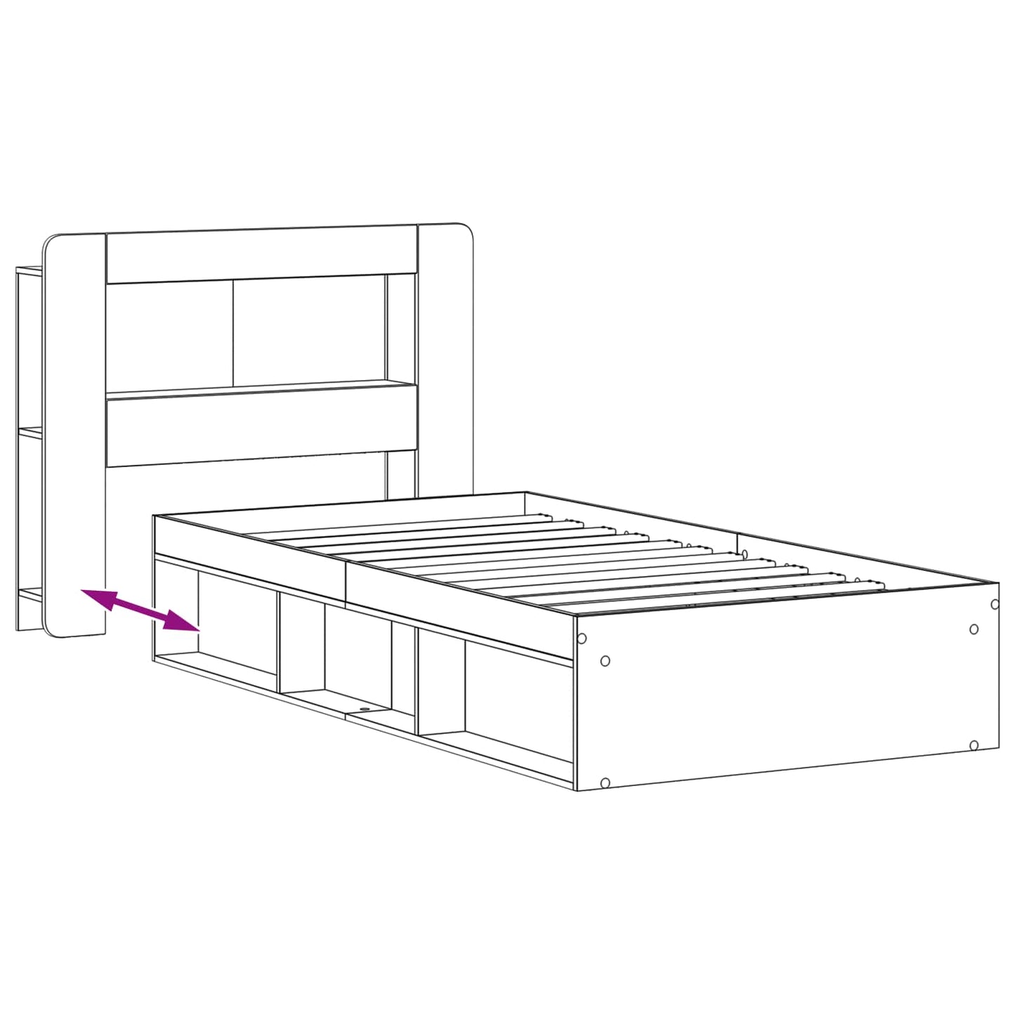 vidaXL Bed Frame with Storage Smoked Oak 100 x 200 cm Engineered Wood