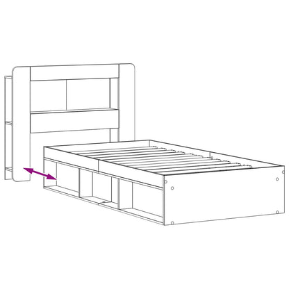 vidaXL Bed Frame with Storage Smoked Oak 100 x 200 cm Engineered Wood