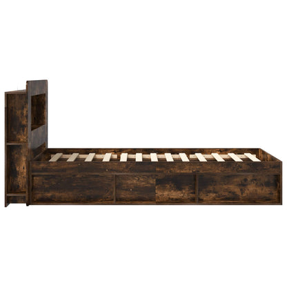 vidaXL Bed Frame with Storage Smoked Oak 100 x 200 cm Engineered Wood