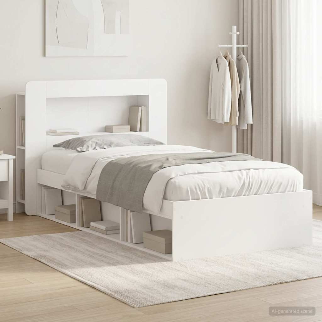 vidaXL Bed Frame with Storage White 100 x 200 cm Engineered Wood