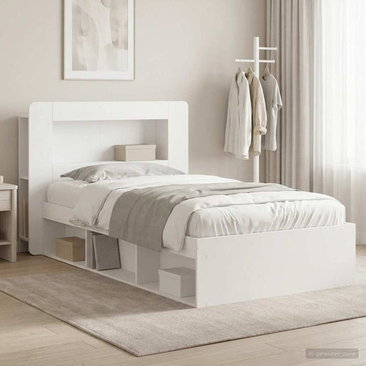vidaXL Bed Frame with Storage White 90 x 200 cm Engineered Wood