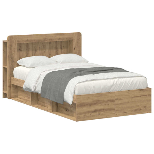 vidaXL Bed Frame with Storage Artisan Oak 120 x 190 cm Engineered Wood