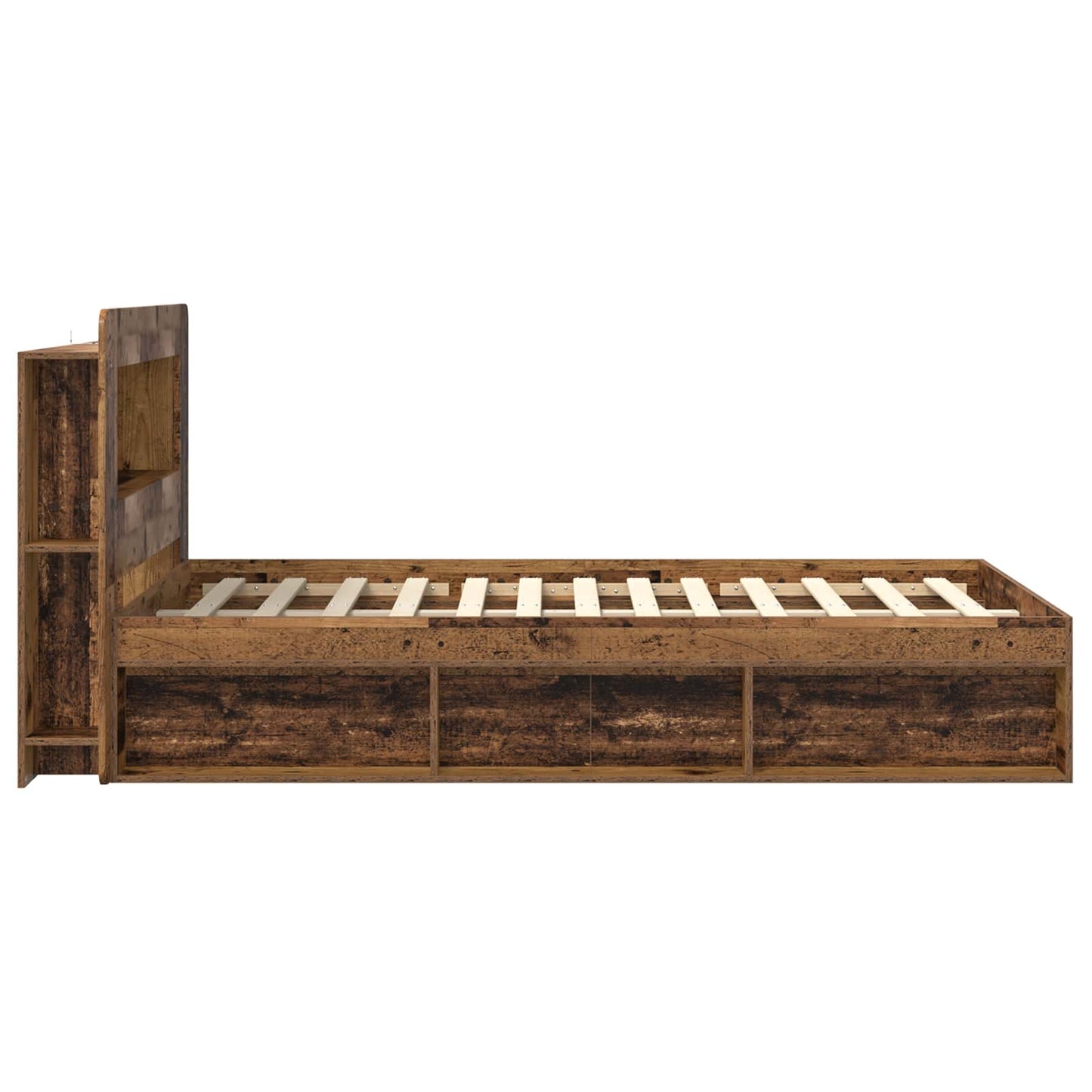 vidaXL Bed Frame with Storage Old Wood 120 x 190 cm Engineered Wood