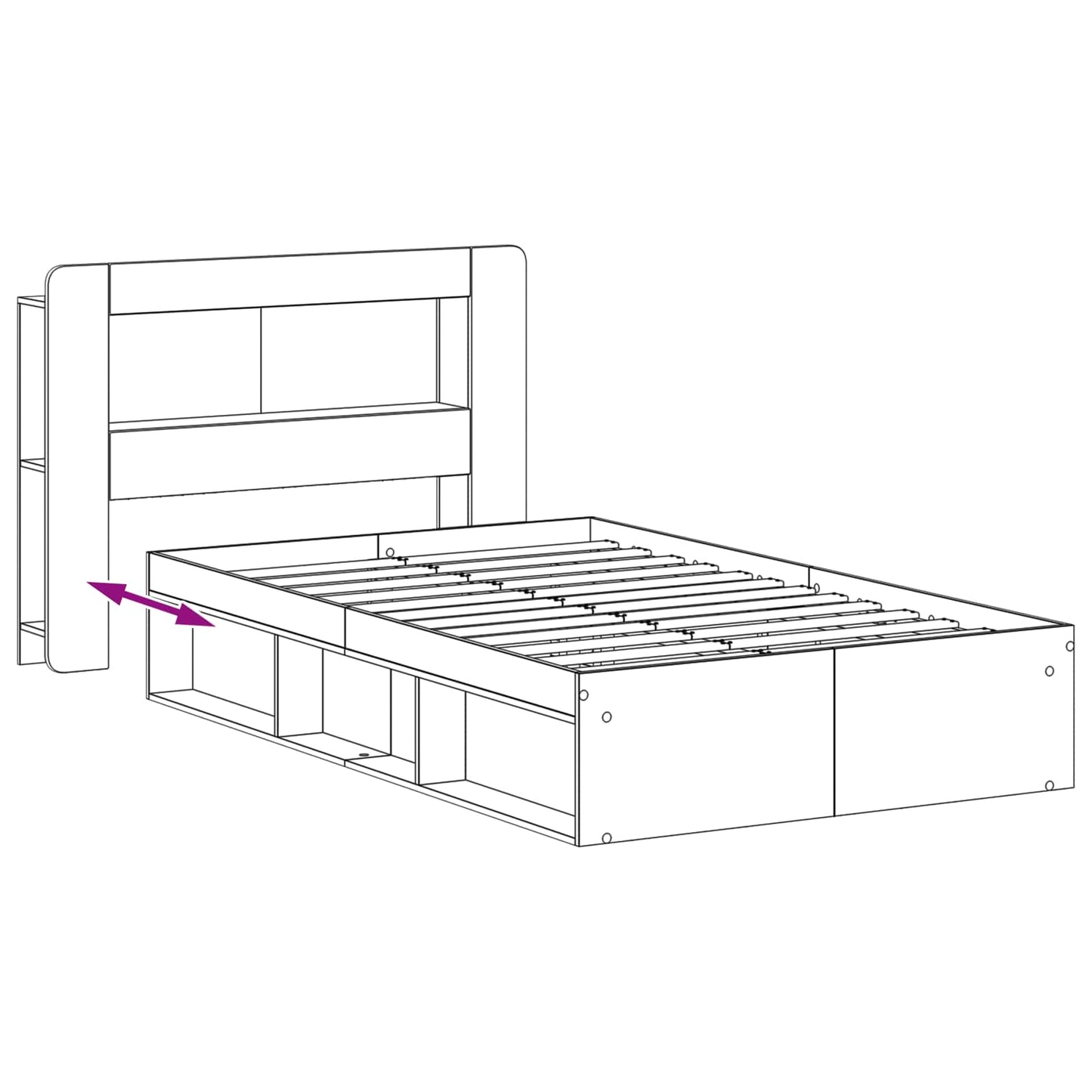vidaXL Bed Frame with Storage Artisan Oak 120 x 200 cm Engineered Wood