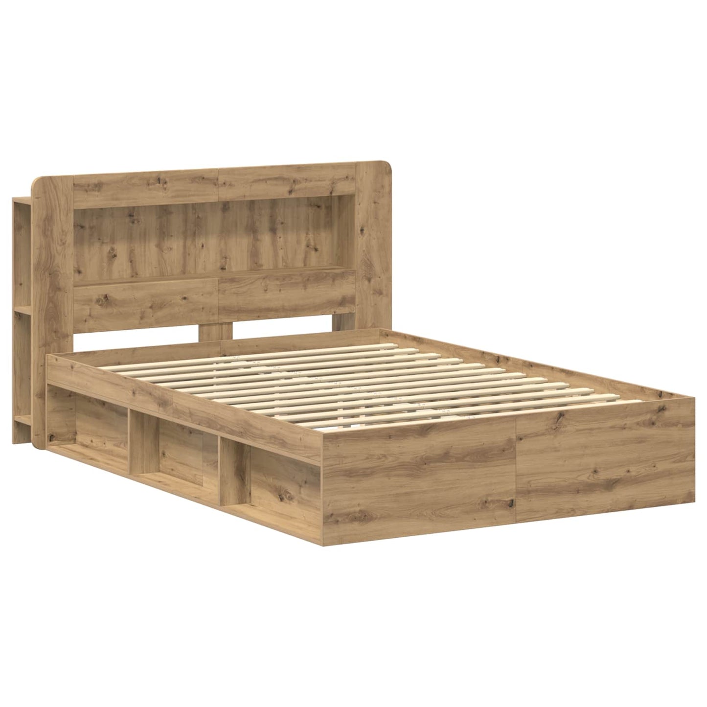 vidaXL Bed Frame with Storage Artisan Oak 135 x 190 cm Engineered Wood