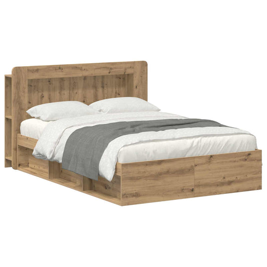 vidaXL Bed Frame with Storage Artisan Oak 140 x 190 cm Engineered Wood